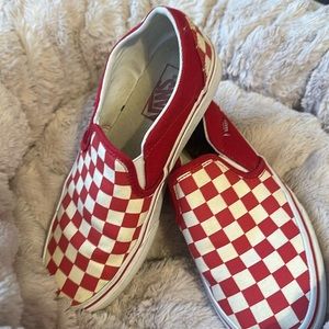 Vans red and white checkered size 7